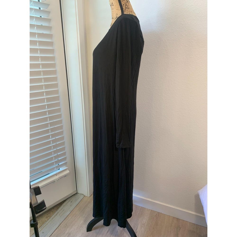 (E-127) Modern Soul Black Maxi Dress Built In Bra Long Sleeve Women M New - Picture 3 of 11